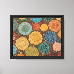 Lienzo Patrón de mosaico floral terroso