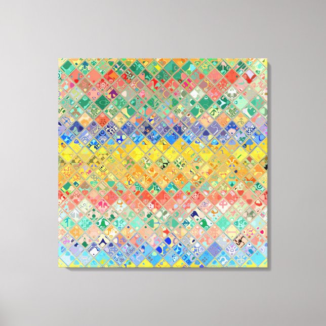 Lienzo Patrón de mosaico multicolor (Anverso)