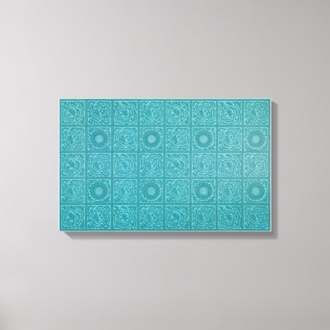 Lienzo Patrón de mosaico verde azulado (por William Morri (Anverso)