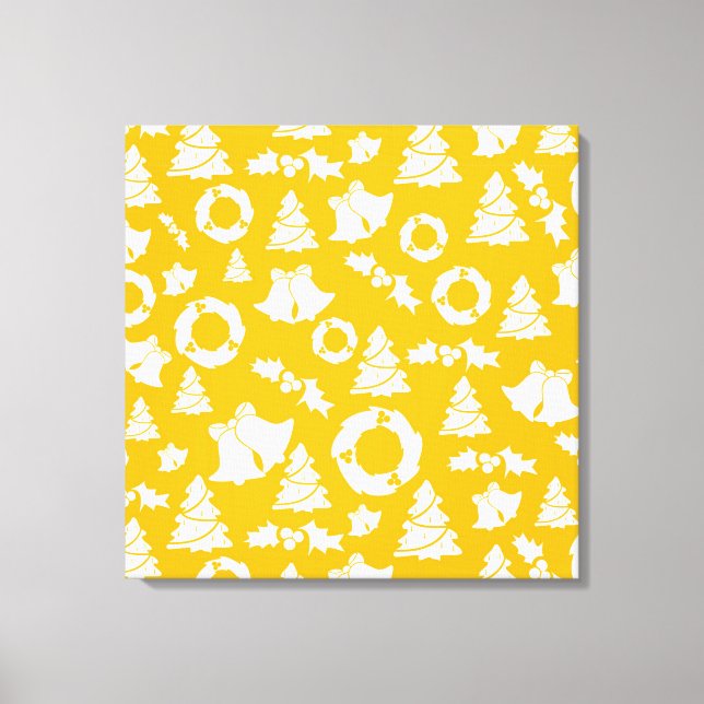 Lienzo Patrón de Navidades amarillos (Anverso)