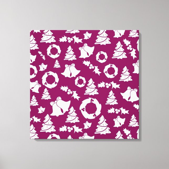 Lienzo Patrón de Navidades púrpura (Anverso)