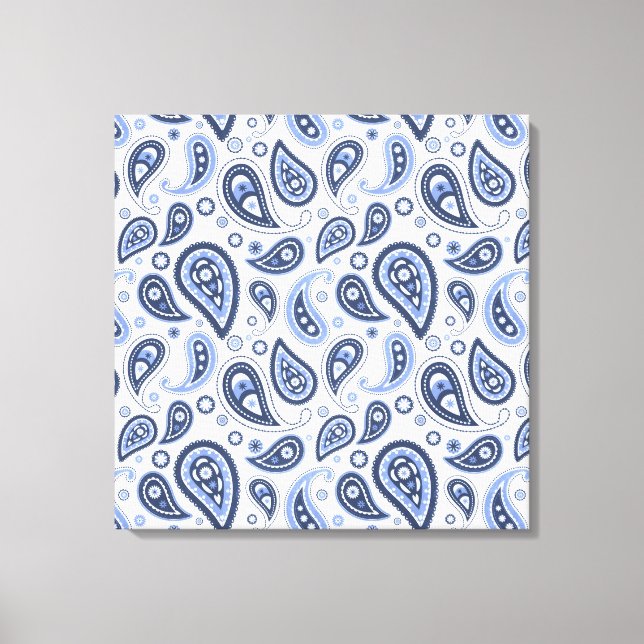Lienzo Patrón de Paisley Azul (Anverso)