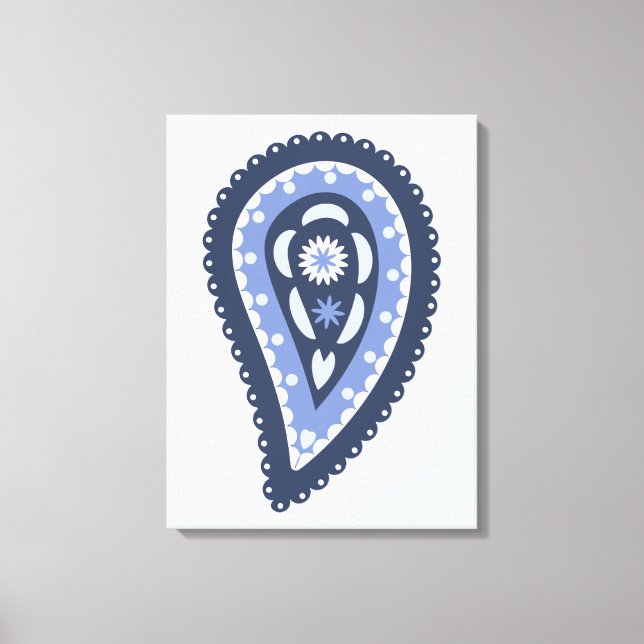 Lienzo Patrón de Paisley Azul (Anverso)