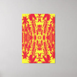 Lienzo Patrón de palmeras en rojo y amarillo