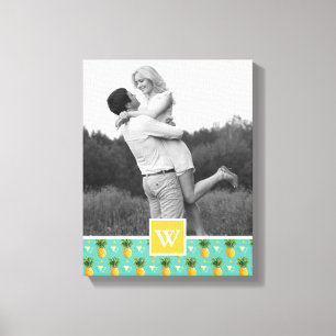 Lienzo Patrón de piña geométrica   Foto Con Monograma