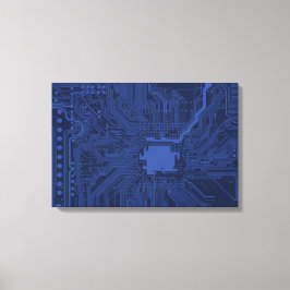 Lienzo Patrón de placa base Geek Azul