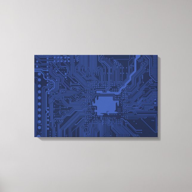 Lienzo Patrón de placa base Geek Azul (Anverso)