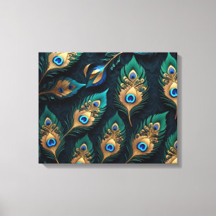 Lienzo Patrón de plumas de papercut Peacock