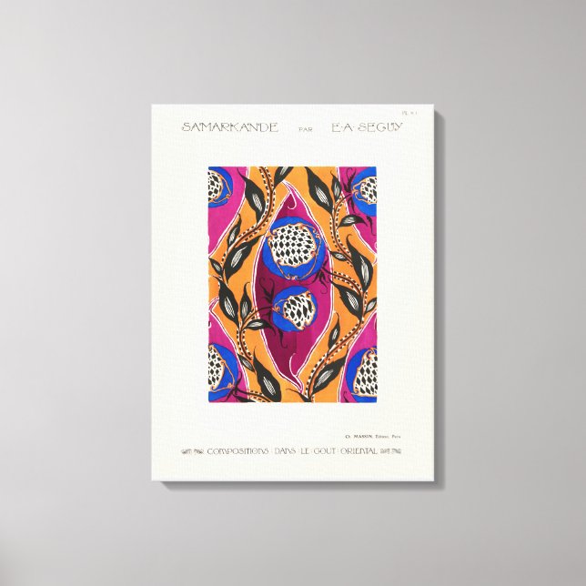 Lienzo Patrón de pochoir de flores en Art Nouveau (Anverso)