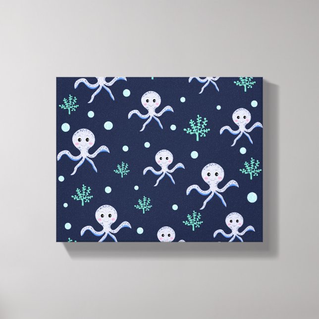 Lienzo Patrón de pulpo bajo el mar (Anverso)