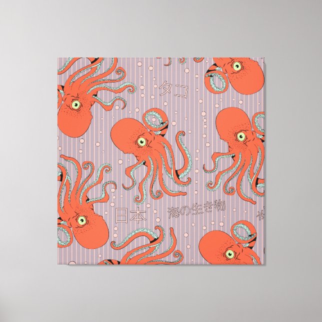 Lienzo Patrón de pulpo japonés (Anverso)