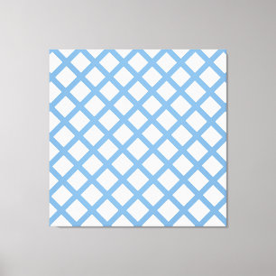 Lienzo Patrón de rayas de diamante azul de Harlequin blan
