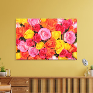 Lienzo Patrón de rosas coloridas y brillantes fondo flora