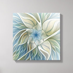 Lienzo Patrón de sueño floral abstracto azul caqui fracta