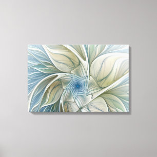 Lienzo Patrón de sueño floral abstracto azul caqui fracta