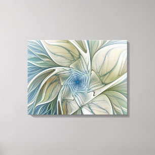 Lienzo Patrón de sueño floral abstracto azul caqui fracta