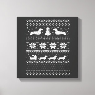 Lienzo Patrón de suéter de Navidad de Dachshunds Camiseta