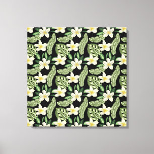 Lienzo Patrón de superficie floral Flores y hojas tropica
