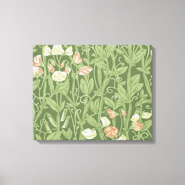 Lienzo Patrón de Sweet Pea de William Morris Botánico Vin (Anverso)
