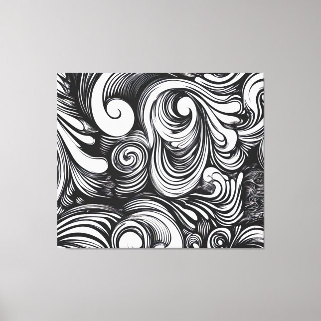 Lienzo Patrón De Swirls Blanco Y Negro (Anverso)