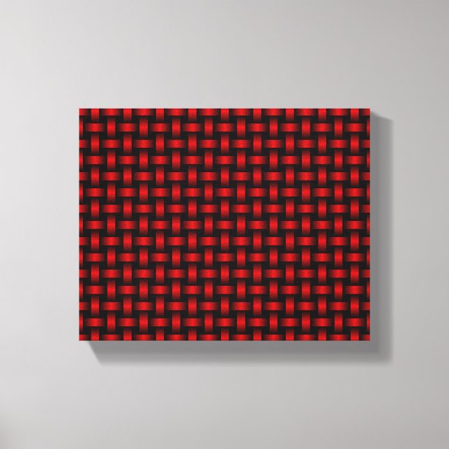 Lienzo Patrón de Tejido Rojo Negro (Anverso)