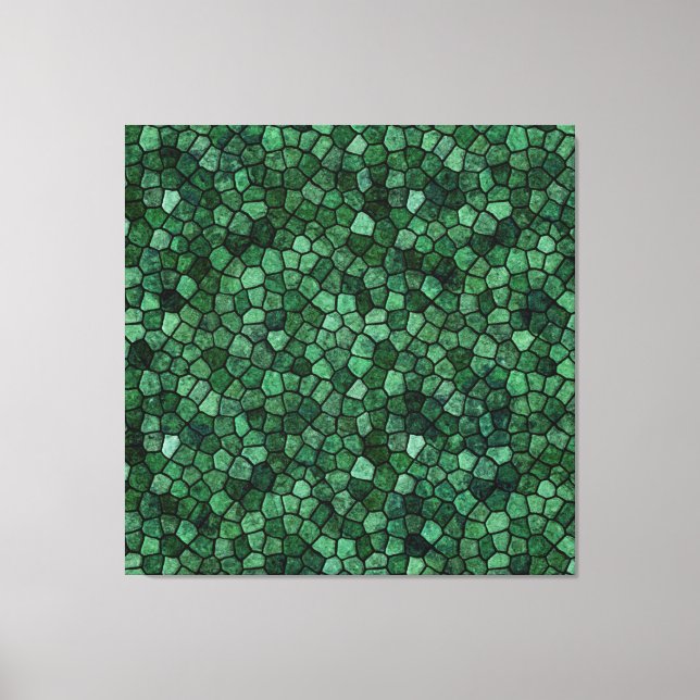 Lienzo Patrón de Terrazzo de Parche Mosaico Verde Jade (Anverso)