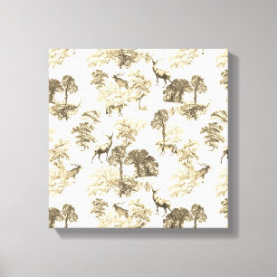 Lienzo Patrón de Toile de Animales del Bosque Beige Vinta