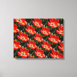 Lienzo Patrón de Tulipanes Rojos