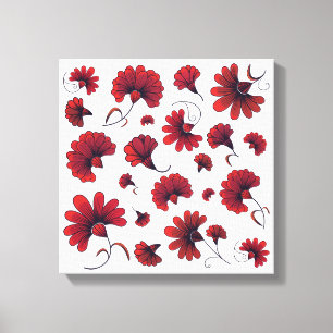 Lienzo Patrón de vector de clavel rojo Flor