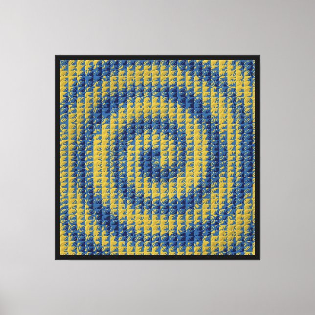 Lienzo Patrón dorado de lapislázuli pixelado (Anverso)