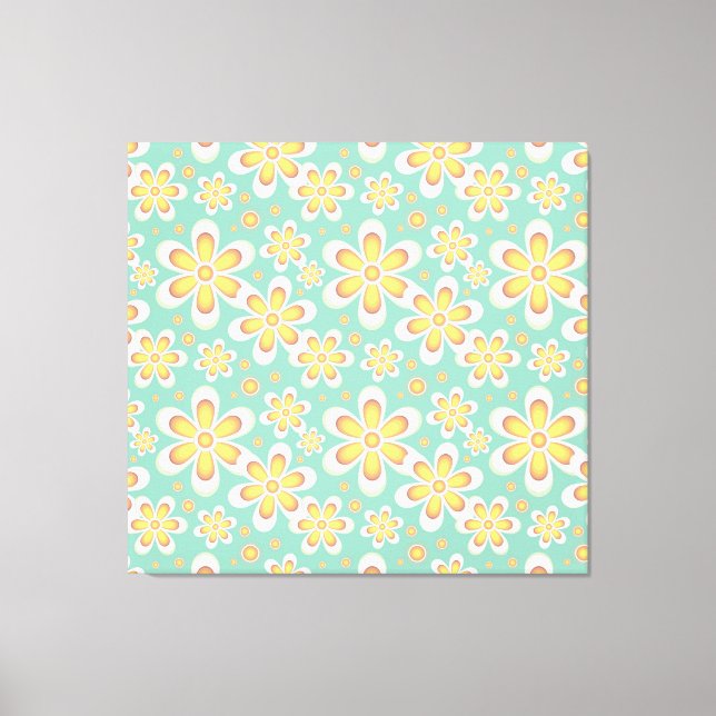 Lienzo Patrón floral amarillo (Anverso)