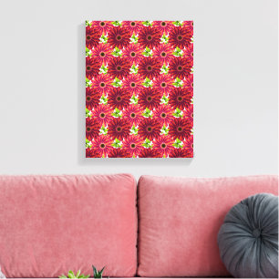 Lienzo Patrón floral atrevido con mariposas Rojo vibran