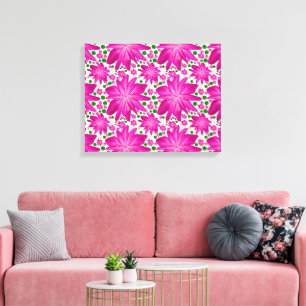 Lienzo Patrón floral continuo de color rosa intenso