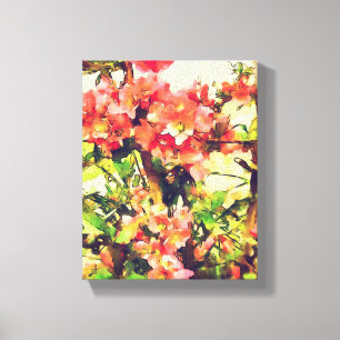 Lienzo Patrón floral de acuarela roja y rosa 1