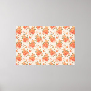 Lienzo patrón floral de boda de primavera rosa naranja