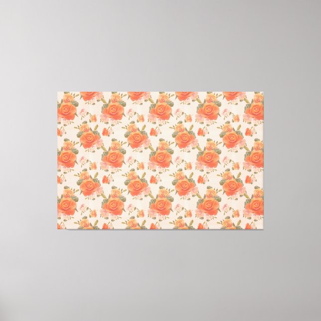 Lienzo patrón floral de boda de primavera rosa naranja (Anverso)