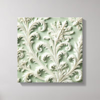 Patrón floral de damasco blanco sobre fondo verde