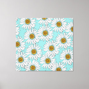 Lienzo Patrón floral de margarita azul