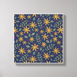 Lienzo Patrón Floral Dorado Diseño Botánico