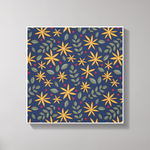 Lienzo Patrón Floral Dorado Diseño Botánico