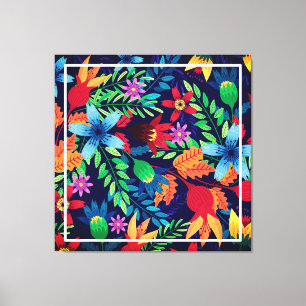 Lienzo Patrón floral exótico colorido-32436