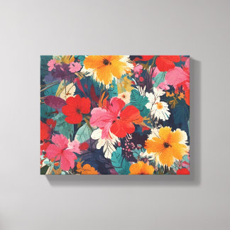 Lienzo Patrón floral exuberante y vibrante