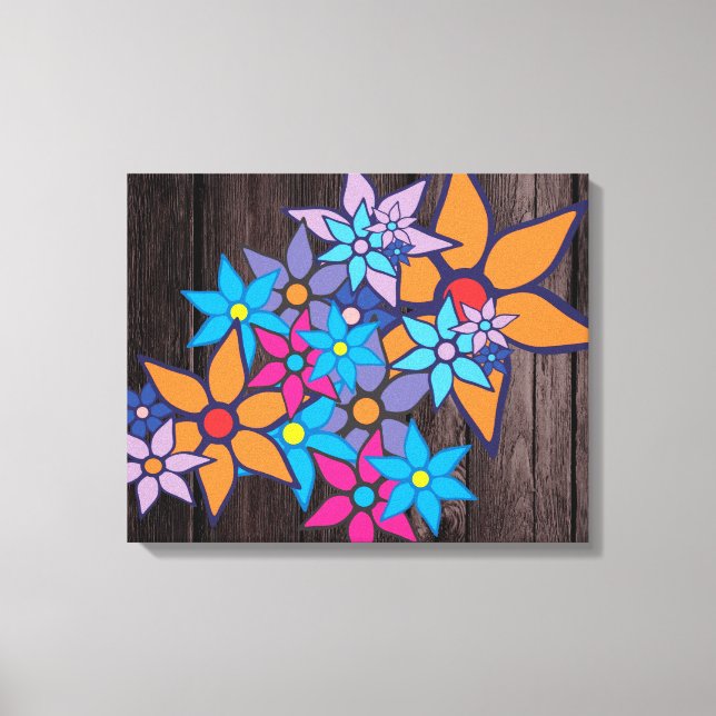 Lienzo Patrón floral Pop Art (Anverso)