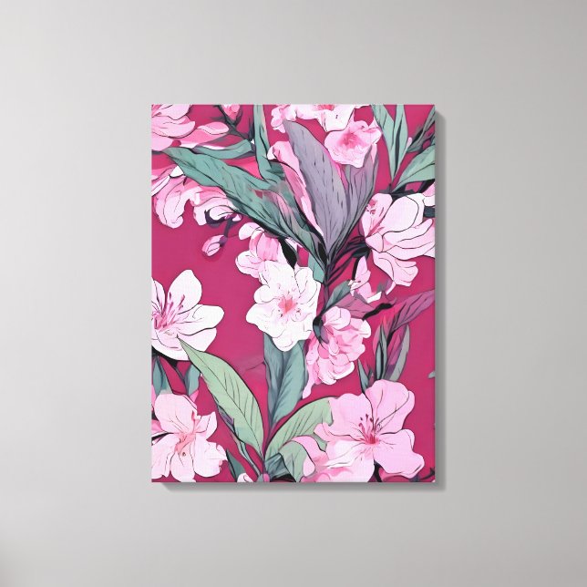 Lienzo Patrón floral rosado (Anverso)