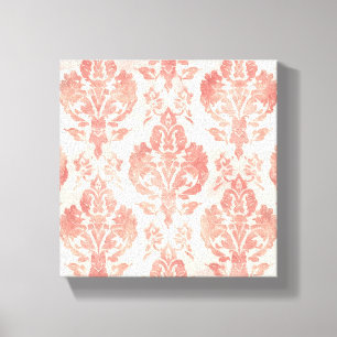 Lienzo Patrón Floral Vintage Acuarela Damask Rosa