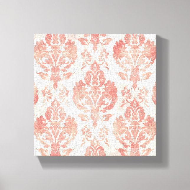 Lienzo Patrón Floral Vintage Acuarela Damask Rosa (Anverso)