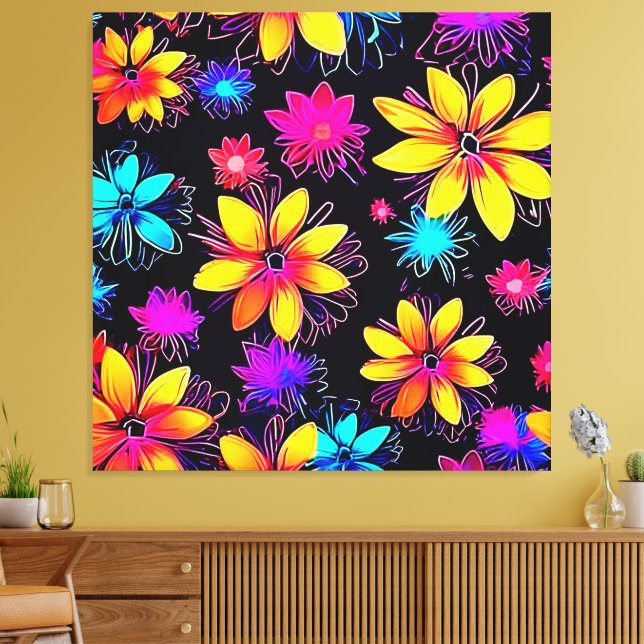 Lienzo Patrón floral Vivid Neon (Insitu (Sala de estar))