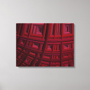 Lienzo Patrón fractal geométrico rojo negrita