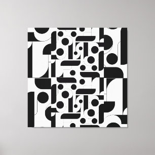 Lienzo Patrón geométrico abstracto de blanco negro