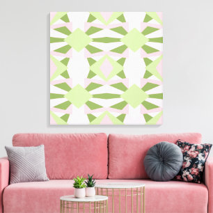 Lienzo Patrón geométrico abstracto en verde y rosa pastel